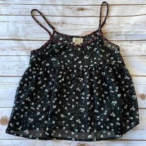 Women or juniors summer blouse spaghetti adjustable straps sheer material